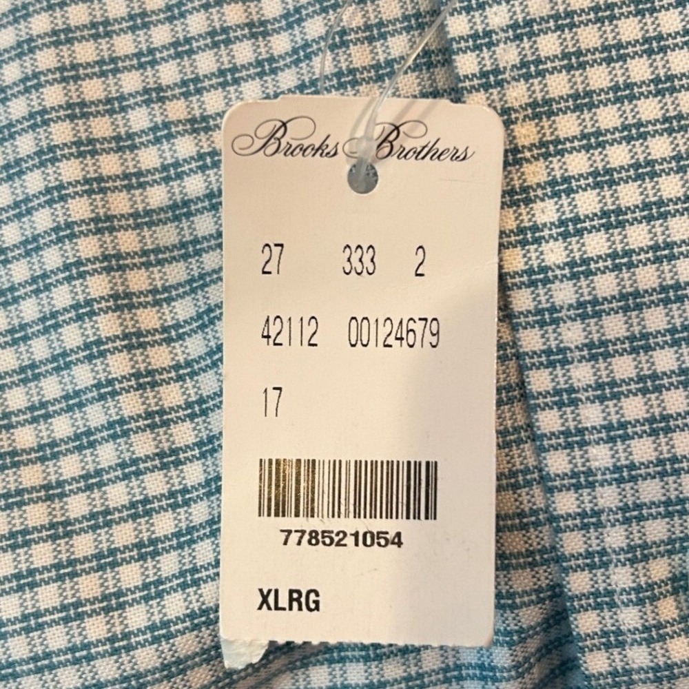 Brooks Brothers Dress Shirt XL Mens Blue Check Regent Fit Supima Cotton 1818 - Picture 5 of 7